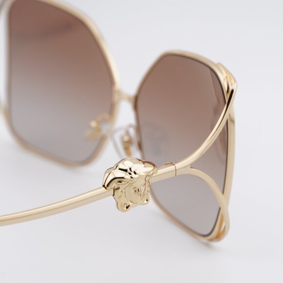 Versace VE2288 1002B8 Sunglasses Gold Square Frame, Brown Gradient Lenses - Picture 4 of 9